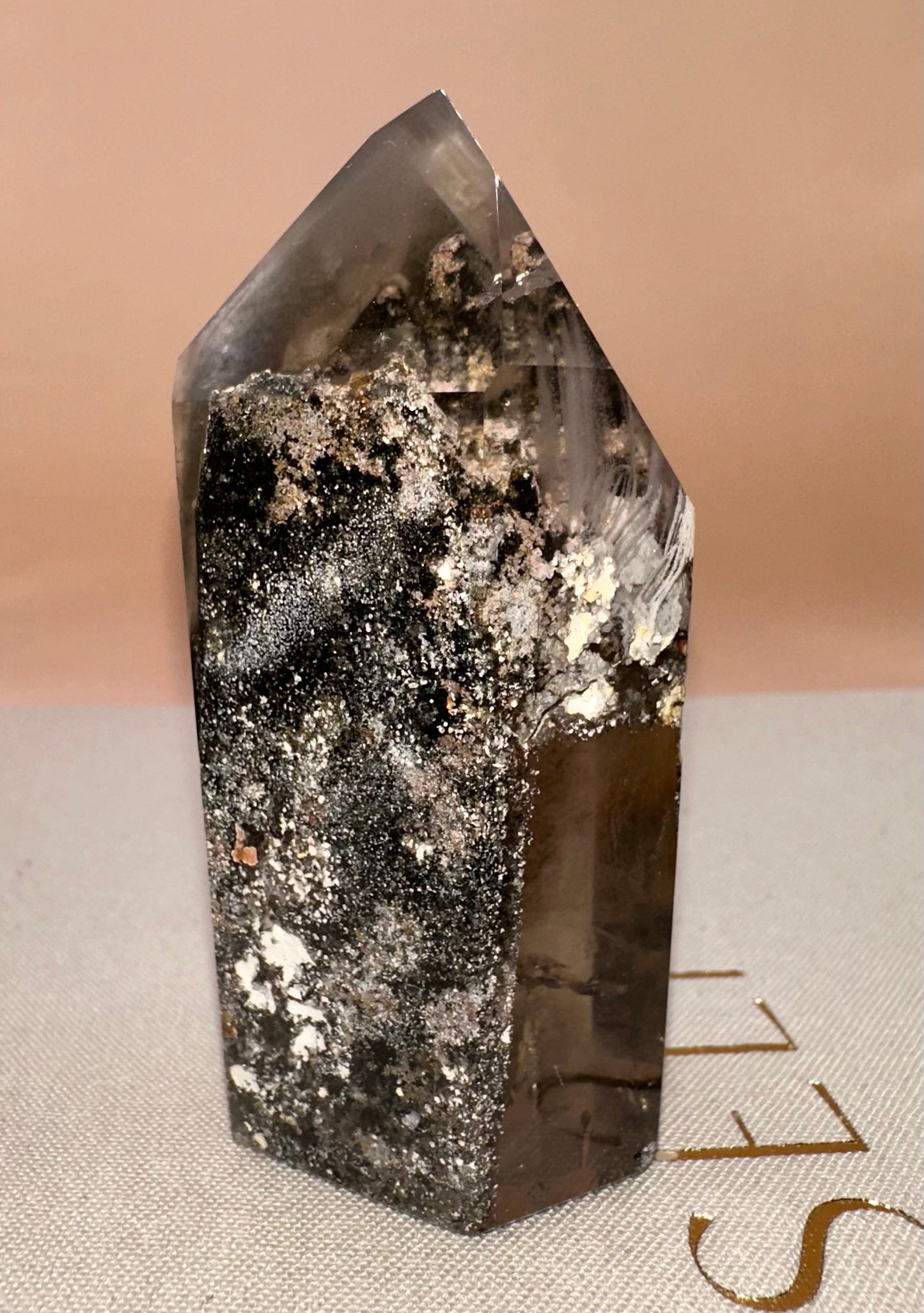 Polished Dark Smokey Lodalite with Inclusions