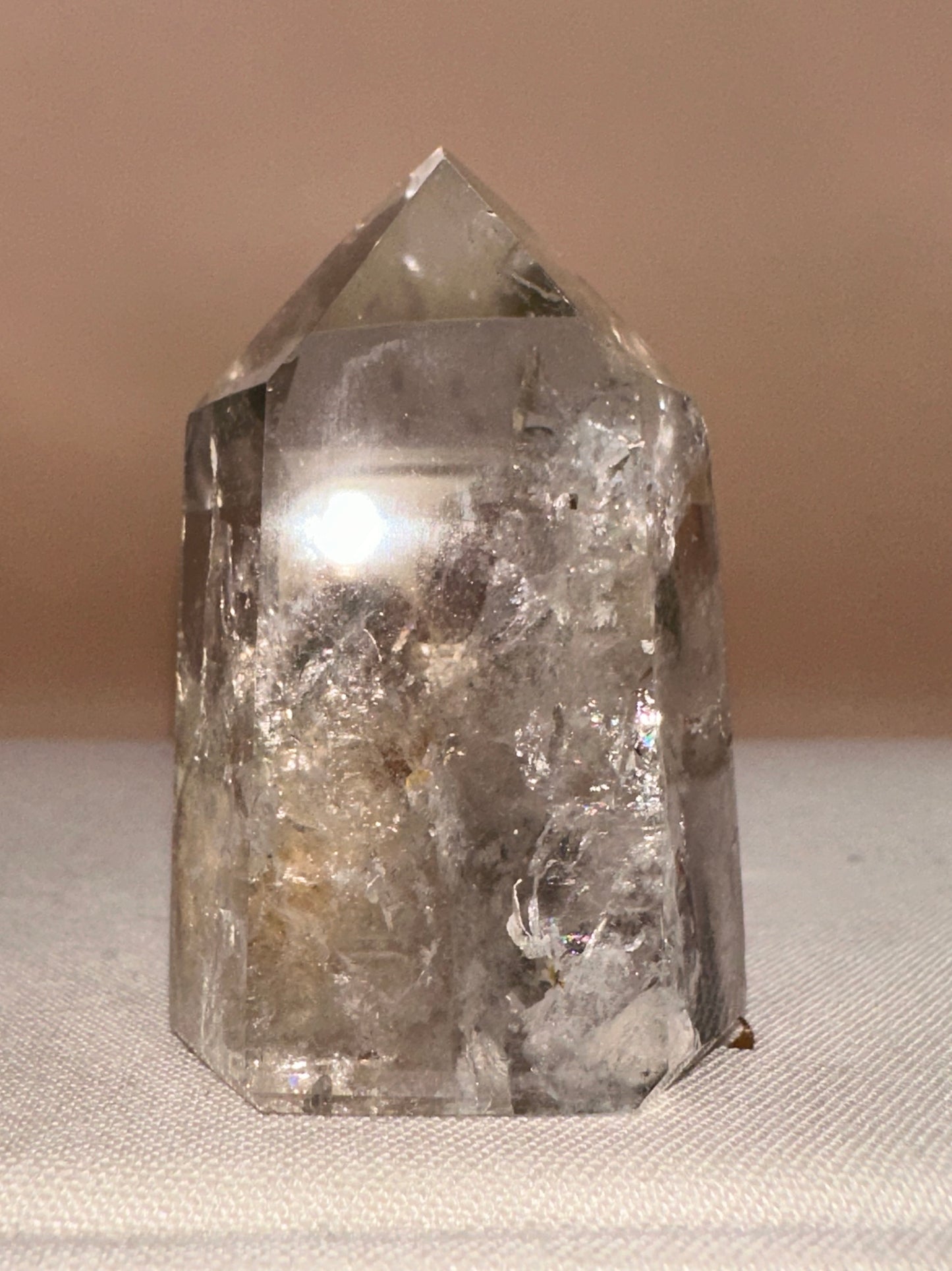Clear Lodalite Raw Back With Veils