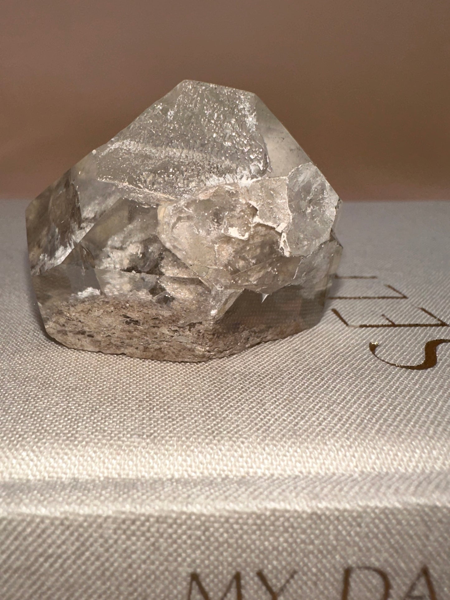 White Lodalite Part Raw Part Polished