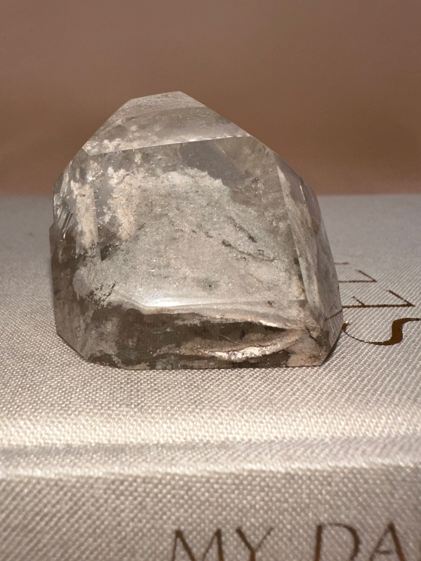 White Lodalite Part Raw Part Polished