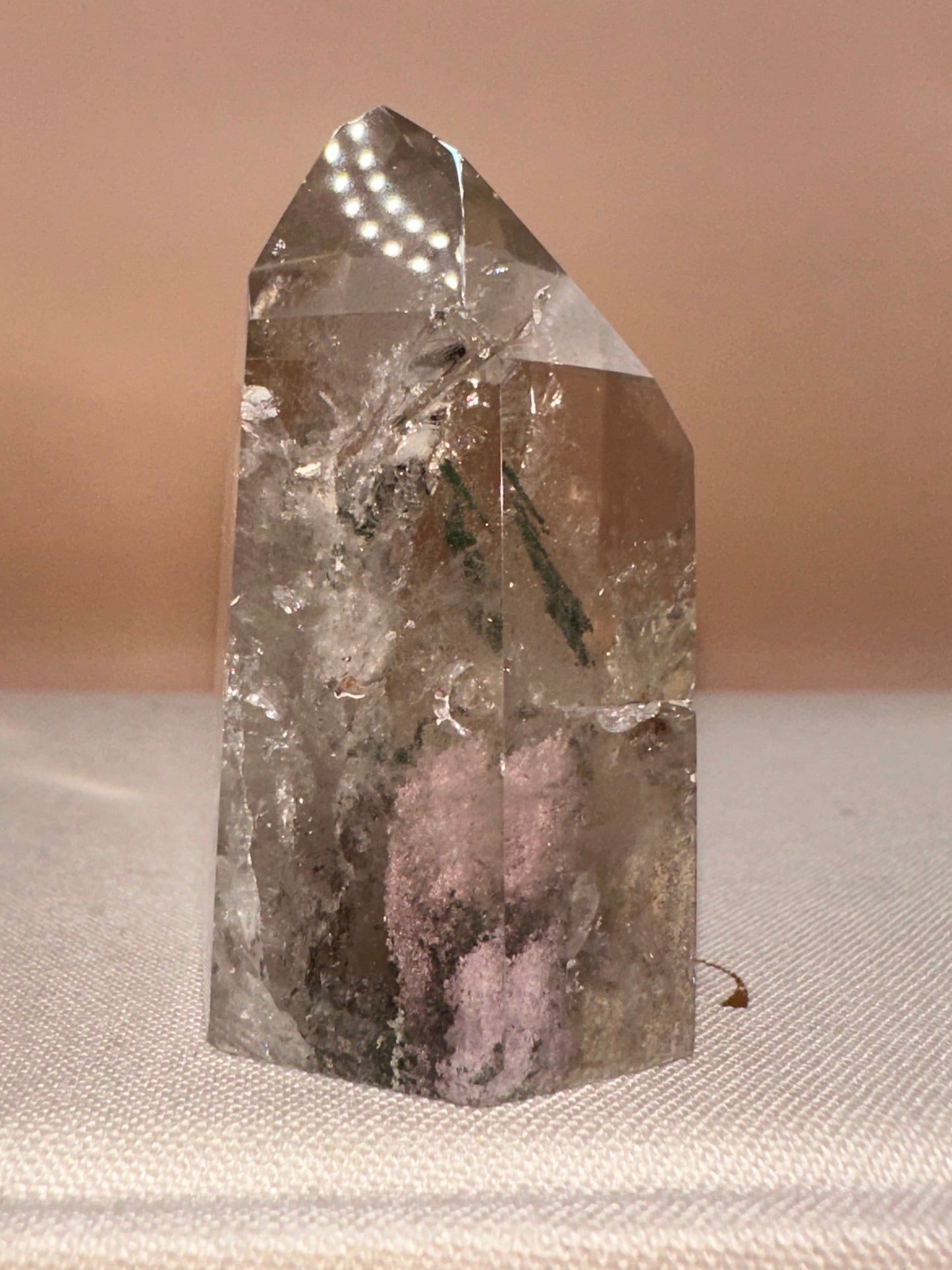 Clear Lodalite Raw Back With Veils
