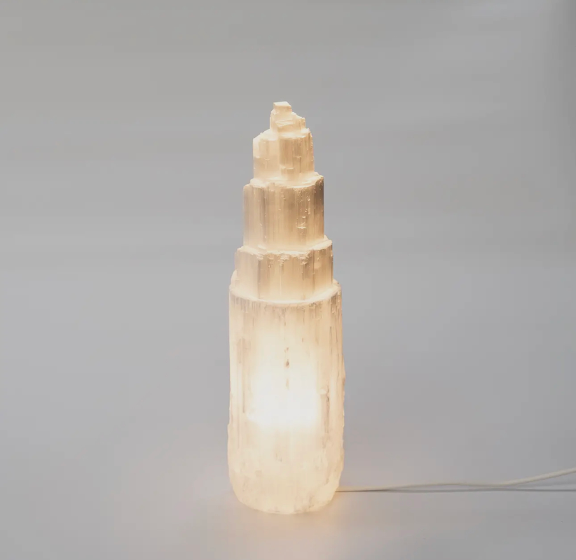 Selenite Tower Lamp 30 CM UK Plug Three Pin