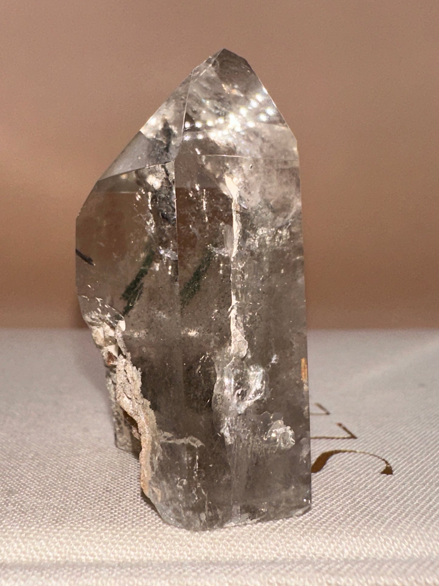 Clear Lodalite Raw Back With Veils
