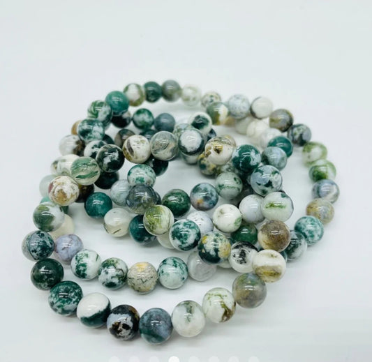 WHITE MOSS AGATE BRACELET